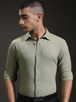 HIGHLANDER - Men Olive Dusty Popcorn Formal Shirt