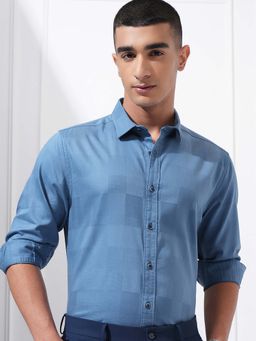 HIGHLANDER - Men Blue Checks Full Sleeves Shirt