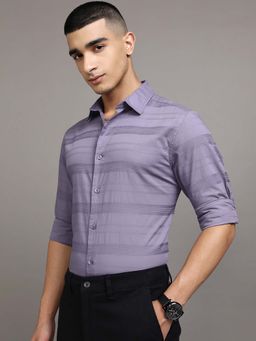 HIGHLANDER - Men Purple Stripes Relaxed Fit Shirt