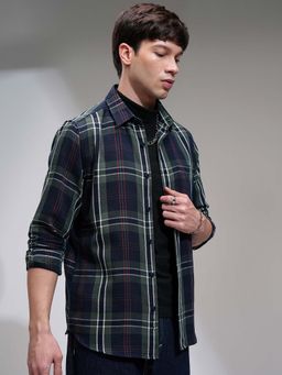 HIGHLANDER - Men Multi-Color Dobby Checks Casual Slim Fit Shirt