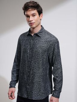 HIGHLANDER - Men Grey Floral Print Casual Relaxed Fit Shirt