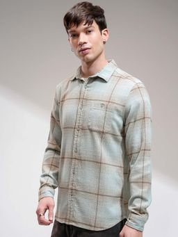 HIGHLANDER - Men Blue Full Sleeves Checks Casual Shirt