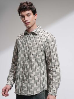 HIGHLANDER - Men Multi-Color Self Design Casual Relaxed Shirt