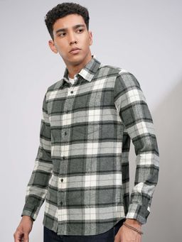 HIGHLANDER - Men Grey Grindle Flannel Checks Casual Shirt