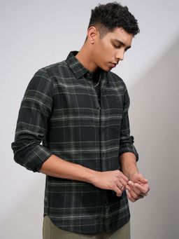 HIGHLANDER - Men Black Grindle Flannel Checks Casual Shirt