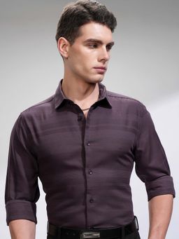 HIGHLANDER - Men Purple Dobby Stripes Shirt