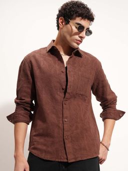 HIGHLANDER - Men Brown Relaxed Fit Textured Casual Shirt
