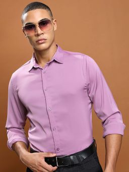 HIGHLANDER - Men Purple Solid Slim Fit Collar Formal Shirt