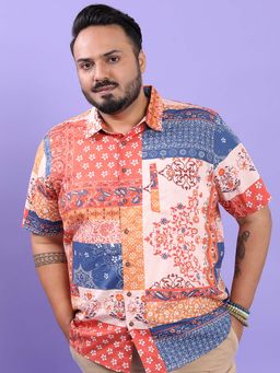 HIGHLANDER - Men Multi-Color Floral Printed Plus Size Casual Shirt