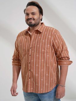 HIGHLANDER - Men Rust Printed Full Sleeves Casual Shirt