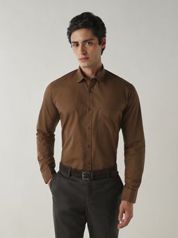Reid & Taylor - Slim Fit Chocolate Brown Shirt