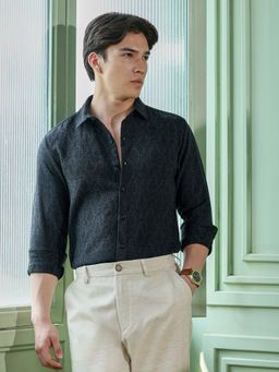 CAHOOT - Men Charcoal Full Sleeves Shirt