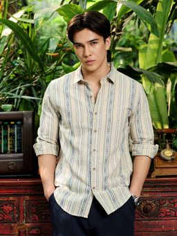 CAHOOT - Men Beige Full Sleeves Casual Shirt