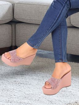 Carlton London - Lavender Womens Embellished Slip-On Wages Heels