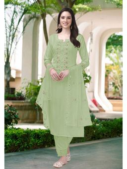 Trendmalls - Pink Cotton Embroidered Kurta and Pant with Dupatta