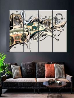 The Art House - Abstract Painting Multicolor (Set of 4) (40X20 Inches)