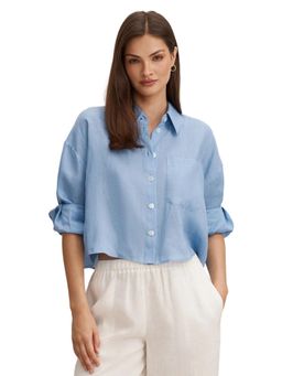 Forever New - Blue Bowie Cropped Shirt