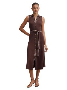 Forever New - Brown Maisy Tipped Sleeveless Midi Dress with Belt