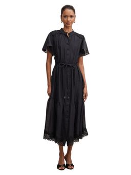 Forever New - Black Harriet Petite Lace Midi Dress with Belt