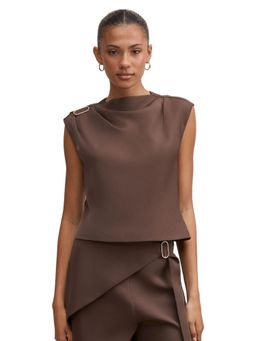 Forever New - Brown Kris Gold Hardware Detail Top