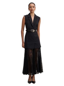 Forever New - Black Shanae Petite Lace Sleeveless Dress with Belt