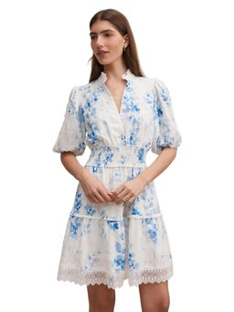 Forever New - White Camille Lace Trim Skater Mini Dress