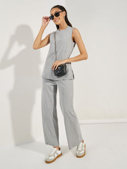 Styli - Grey Ribbed Solid Co-Ord Set