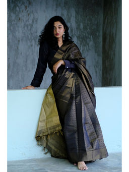 BEGUM BELIYA - Radiant Black Banarasi Saree with Unstitched Blouse