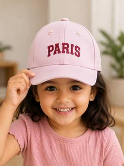 Mi Arcus - Cotton Embroidery Text Design Pink Sun Cap