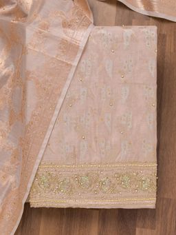 Koskii - Grey Zari Banarasi Unstitched Top with Unstitched Bottom and Dupatta (Set of 3)
