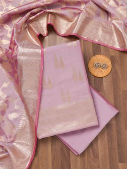 Koskii - Lavender Printed Banarasi Unstitched Top with Unstitched Bottom and Dupatta (Set of 3)