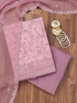 Koskii - Lavender Thread Tissue Unstitched Top with Unstitched Bottom and Dupatta (Set of 3)