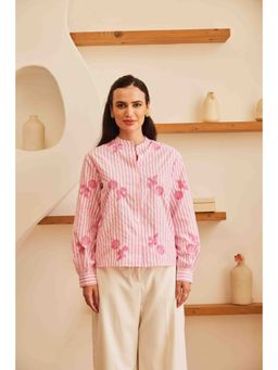 HOUSE OF SAL - Pink Striped with Embroidery Shirt