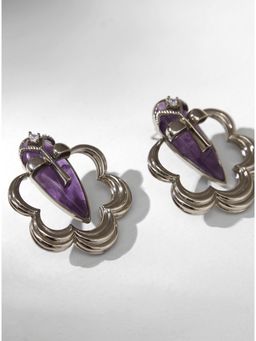 Outhouse - Gavi Bloom Studs In Silver Finish