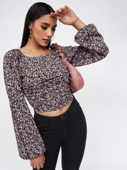 Kibo - Women Flower Print Crop Top