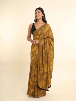 Suta - Mustard Printed Cotton Blend Saree