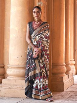 Akhilam - Silk Blend Black Woven Designer Saree With Blouse Piece
