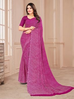 Akhilam - Chiffon Purple Printed Designer Saree With Blouse Piece