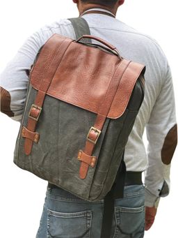 Mona B - Upcycled Stylish Design Upto 14 inch Laptop Canvas Backpack