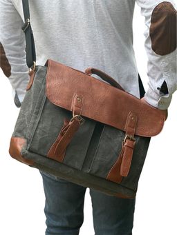 Mona B - Unisex Black Canvas Messenger Bag