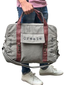 Mona B - Unisex Grey Canvas Travel, Gym, Sports Duffel Bag