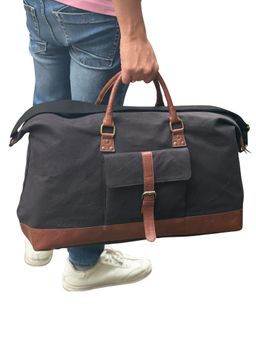 Mona B - Unisex Black Canvas Large Gym Travel and Sports Duffel Bag