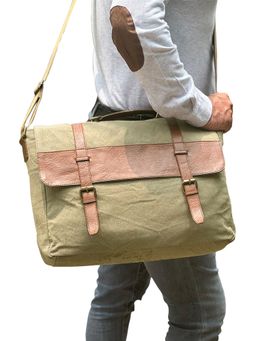 Mona B - Unisex Moss Canvas Large Messenger Bag