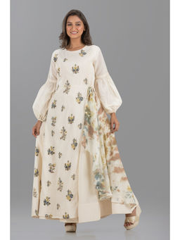 Sacred Suta - Cream Designer Embroidered Long Gown