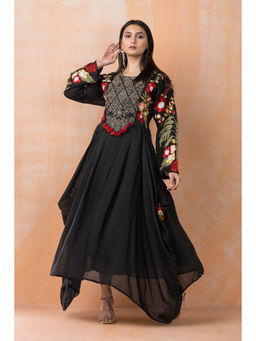 Sacred Suta - Black Designer Chanderi Gown