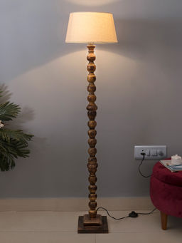 Homesake - Sphere Ball Black Wood Floor Lamp Khadi