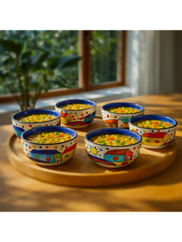 BRINNS - Carlington Multicolour Print Ceramic Microwave Safe Bowls - 400 Ml