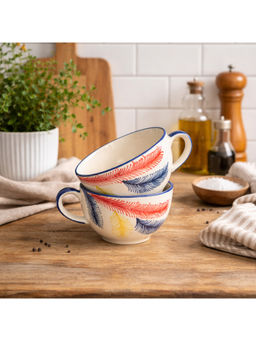 BRINNS - Floral Multicolour Print Ceramic Microwave Safe Bowls - 400 Ml