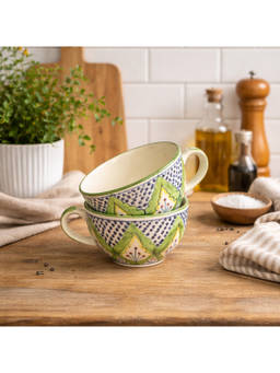 BRINNS - Floral Multicolour Print Ceramic Microwave Safe Bowls - 400 Ml