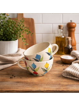 BRINNS - Dual tone Teal-Orange Glazed Ceramic Microwave Safe Bowls - 400 Ml